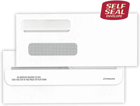 NextDayLabels Double Window Security Check Envelope | Fits QuickBooks Printed Checks | Pack of 100 | 3-5/8" x 8-11/16"