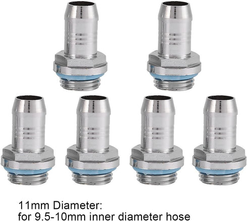 6Pcs G1/4" Barb Fitting Adapter, OD 6mm for PC Water Cooling Tube System