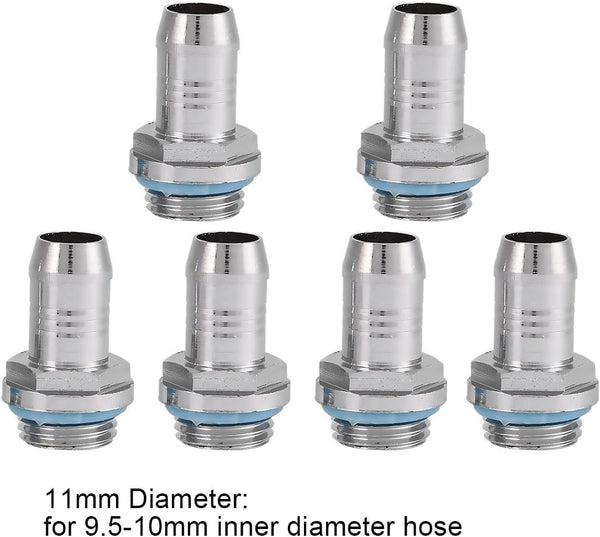 6Pcs G1/4" Barb Fitting Adapter, OD 6mm for PC Water Cooling Tube System