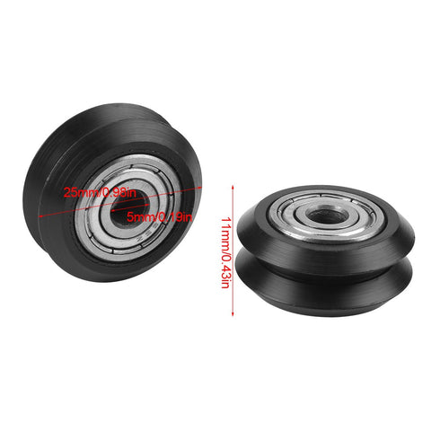 10 Pcs 3 Dimensional Printer Models Pulley POM Plastic Pulley Models V Groove Ball Bearings Pulley Passive Round Wheels Roller Black