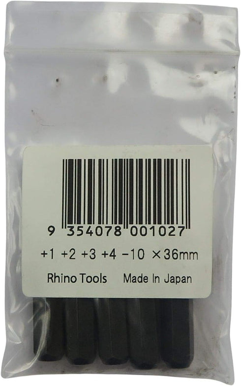 5/16" JIS Impact Screwdriver Bits, Made in Japan, +1 +2 +3 +4-10 (36mm Long)