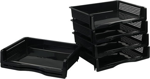 Wekioger Stackable Plastic Paper Organizer Tray, 6 Packs File Document Basket for Desk Organization