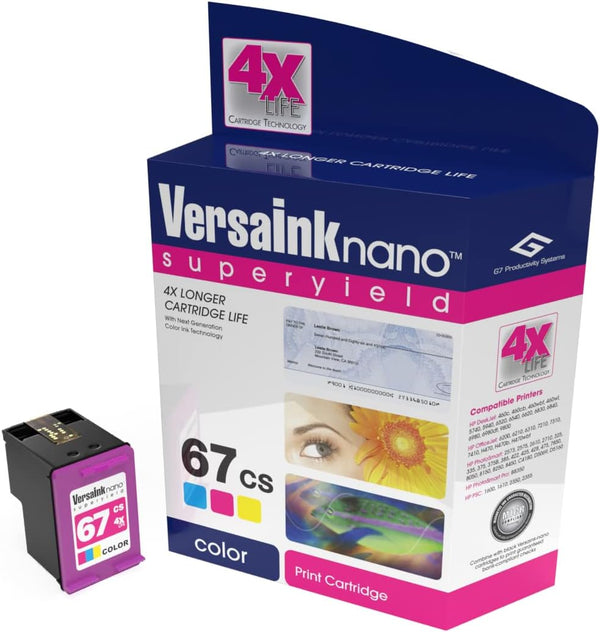 VersaInk-Nano 67 CS Tri-Color Ink Cartridge, Compatible with HP 67