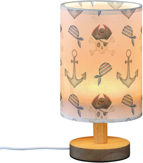 Vozoza Cartoon Pirate Skull Anchor LED Table Lamp with USB Port Night Light Bedroom Lamps for Nightstand Living Room