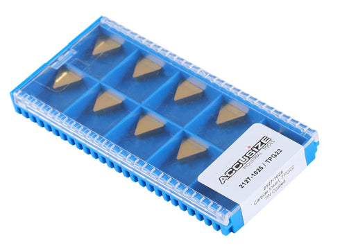 Accusize TPG22 Wiper Carbide Inserts, TiN Coated, T-Shape, 10 Pcs/Box