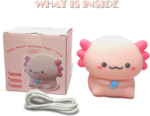 DEALFUN Axolotl Cute Cartoon Nursery Night Lights, Animal Design Safe Silicone Soft LED Nursery Lamp for Toddler Room