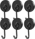 MIKEDE Magnetic Hooks, 110LB Heavy Duty Neodymium Black Magnet Hooks for Indoor Outdoor Hangers, 6 Pack