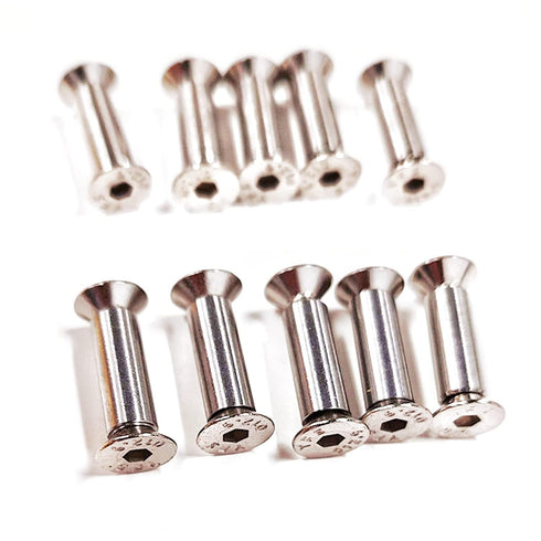 10PCS Knife Handle Bolt Rivets Scale Screw Fastener Nut Flat Hex Head Silver