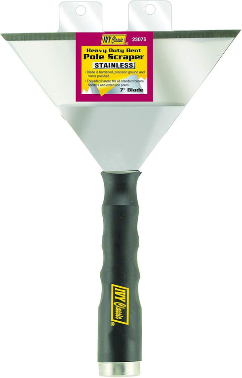 IVY Classic 23075 7" Heavy-Duty Bent Pole Scraper with Stainless Steel Blade, 1-Pack