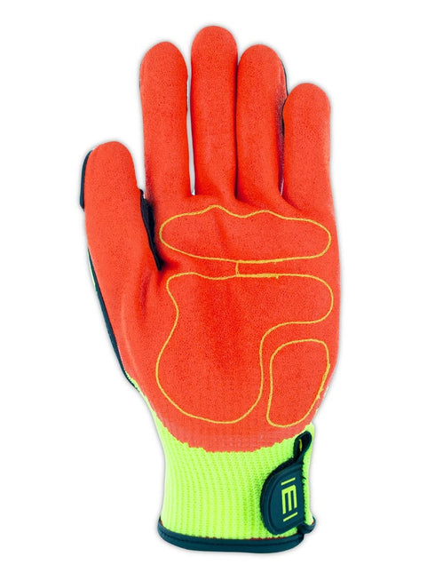 MAGID Impact Level 2 TPR Resistant Work Gloves, Size 8 (Medium), 1 Pair, High Visibility, Sandy Nitrile Coated