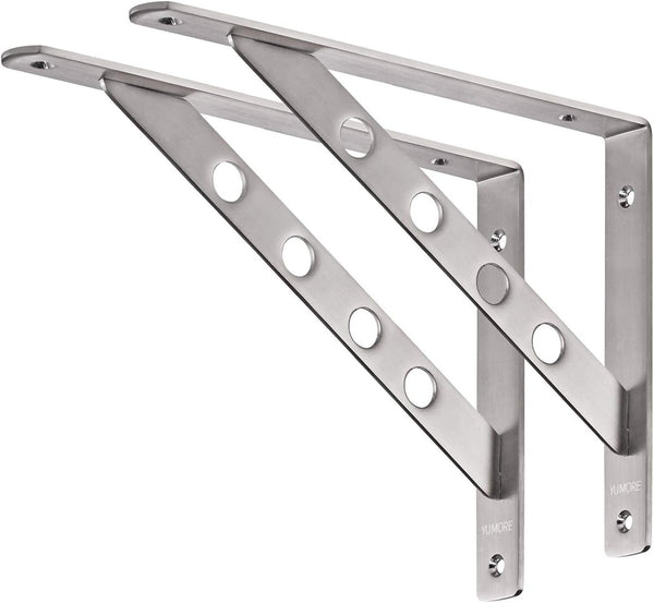 YUMORE Shelf Bracket 12", Stainless Steel Heavy Duty L Shaped Brackets Wall