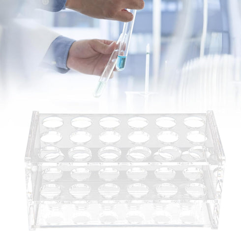 17mm Test Tube Rack with 18 Holes - Durable Transparent Holder for 10ml and 15ml Centrifuge Test Tubes