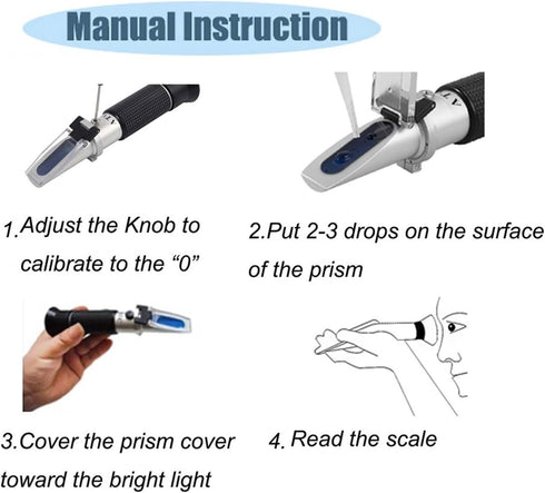 VGVGV 0-20% Brix Refractometer, Brix Refractometer Handheld Sugar Refractometer Sugar Concentration With ATC Sweetness