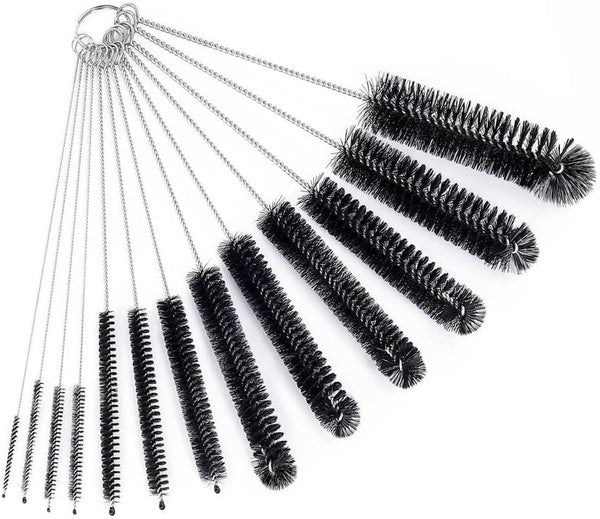 CiaraQ Bottle Cleaning Brushes, 8 Inch Nylon Tube Brush Set, Cleaner for Narrow Neck Bottles, Set of 13pcs, Black