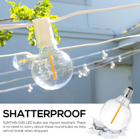 SUNTHIN 25 Pack G40 LED Bulbs, 1W E12 Base, Warm White 2700K, 5 Watt Incandescent Equivalent for Indoor & Outdoor