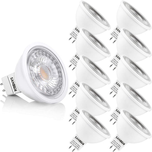 5W MR16 LED Landscape Light Bulbs, Low Voltage 12V, 50W Halogen Replacement, Daylight White 4000K, Pack of 10
