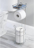 3 mDesign Steel Toilet Paper Holder with Storage Shelf - Concerto Collection - Chrome - Holds Rolls