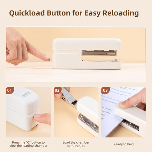 deli Desktop Stapler with Integrated Staple Remover, 45 Sheet Capacity, White Office Stapler