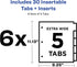 Avery Extra-Wide Big Tab Insertable Dividers for 3 Ring Binders - 5 Tab Sets, White Paper, Clear Tabs, 6 Sets (41121)