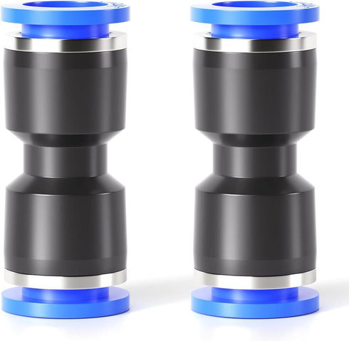 TAILONZ PNEUMATIC Blue Straight 2 Ways, 10MM Tube OD Push to Connect Tube Quick Fittings, Pack of 10