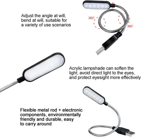 FANTIA USB Port Reading Lamp, USB Gooseneck, USB LED Lamp, USB Lamps, Mini USB Light for Laptop, LED USB Light