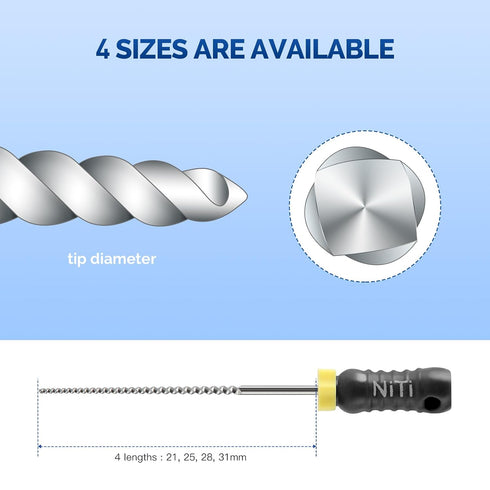 #40/31 mm 6 Pcs/Pack, 1 Pack JMU Dental K Files for Endodontic Root Canal, NITI Hand Use K-Files, Total