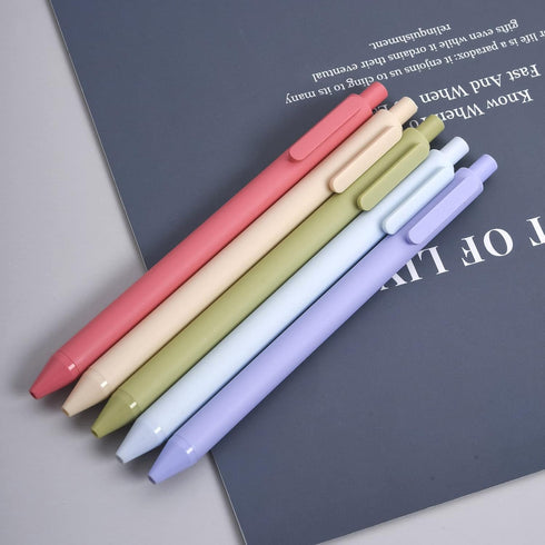 Kaco Pack of 5 Pieces Colored Ink Pens - Retractable Cute 0.5mm Fine Point Pens for Note Taking
