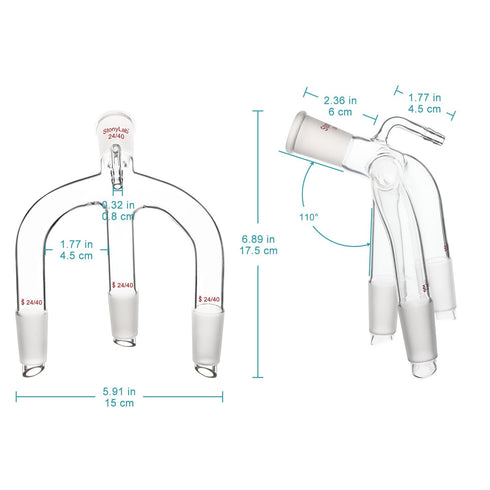 stonylab Glass Vacuum Receiving Adapter, Borosilicate Glass Distillation Apparatus with 24/40 Standard Joint