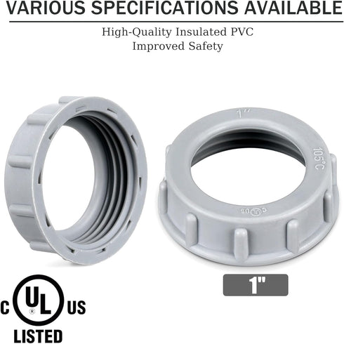 50 Pcs Plastic Insulating Bushing, Threaded Electrical Bushings for EMT, Rigid or IMC Conduit Fitting