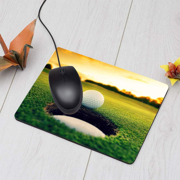 Golf Rectangle Gaming Mousepad - Cool Golf Ball Hole Sport Mouse Pad for Computer Desk, 9.5 X 7.9 Inch