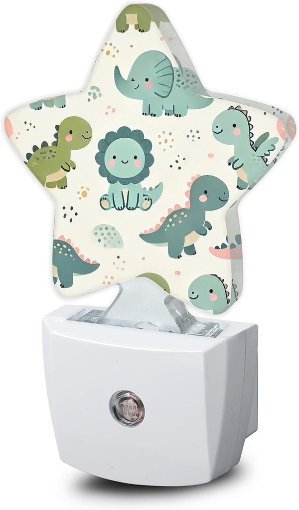 Cute Dinosaur Nightlight,Cartoon Baby Dino Star Night Lights Plug into Wall Decorations