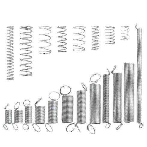200Pcs 20 Kinds Zinc Plated Steel Coil Spring Wire Metal Extension and Compression Spring Repair Tool Assortment Kit