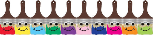 Hygloss Products Happy Paintbrush Die-Cut Bulletin Board Border, 12 Pack (33633)
