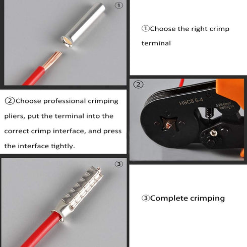 200 Pcs Tinned Copper Wire Ferrules Crimp Connector, AWG 6 Electrical Cable Pin Terminal Assortment Kit
