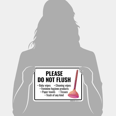 10x7 Inches, 4 Please Do Not Flush Baby Wipes Cleaning Wipes Sign, Mil Vinyl Decal Stickers Weather Resistant, Made