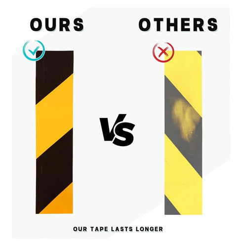 2 Inch x 110 FT Black & Yellow Floor Marking Tape, High-Visibility Adhesive Hazard Tape for Caution and Aisle Marking