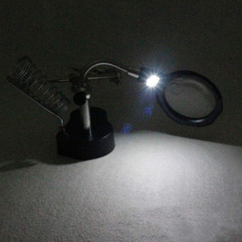 Desk Magnifier Loupe, 3.5X 12x Tabletop Helping Hand Soldering Tools with LED Lights