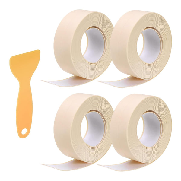 Uxcell 4 Rolls Caulk Tape - 0.9" x 10.5Ft PVC Waterproof Self-Adhesive Sealing Strip for Kitchen Bathroom