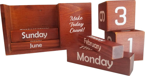 STRIVE ZEN Perpetual Wooden Desk Calendar - Timeless Elegance for Daily, Weekly, and Monthly Planning | Solid Pine
