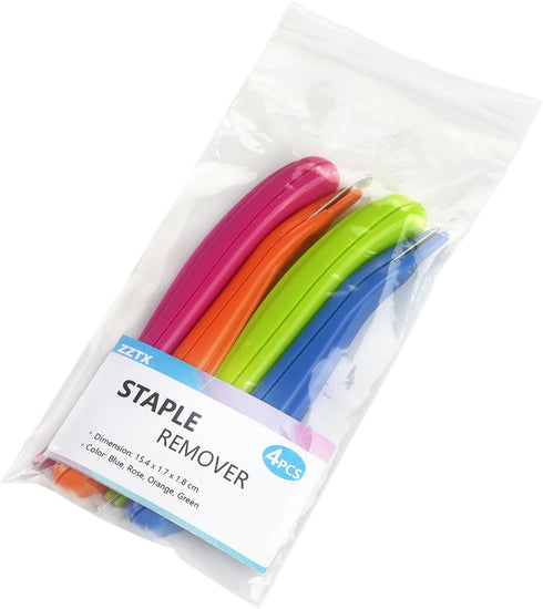 ZZTX 4 PCS Magnetic Staple Remover, Rubberized Staple Removal Tool for School, Office, Home, 4 Colors