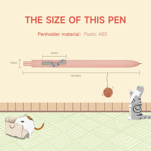 Cat Pens, 4 Pcs 0.5mm Cute Kawaii Black Ink Fine Point Smooth Writing Pens, High-End Cat's Tail Retractable