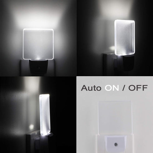 2 Pack LED Night Light with Dusk to Dawn Sensor - Cool White Illumination