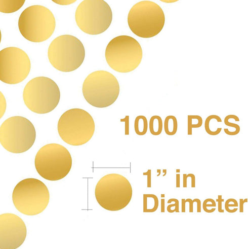 Performore Gold Circle Stickers, 1 Inch Round Labels, Metallic Gold Dots, 1000 Stickers per Roll