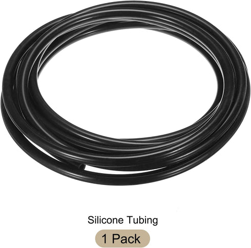 10ft 4mm(0.16") ID x 6.4mm(1/4") OD Black Silicone Tubing, Industrial Plastic Hoses for Pump Siphoning