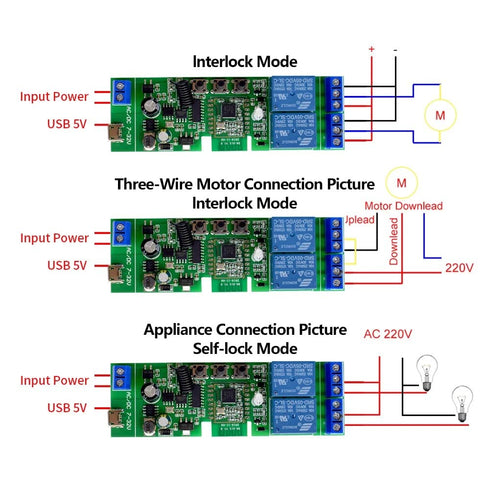 2 Channel 5V 12V ZigBee Smart Relay Switch, Adjustable Self Lock and Momentary Interlock Mode.