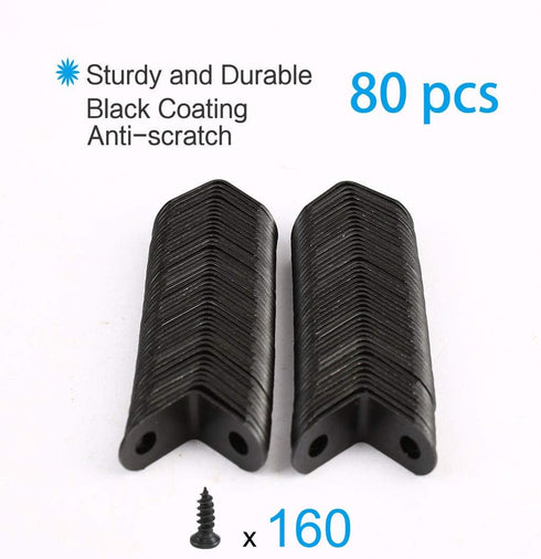 80pcs 12x12mm uxcell Angle Bracket Metal Black Corner Brace Fastener L Shaped Right Angle Brackets Corner Protector