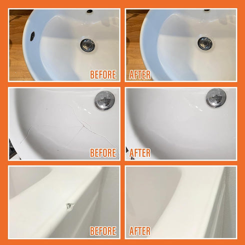 Porcelain Repair Kit White, High-Gloss Chipped Sink & Tile Repair Kit for Sinks, Tiles, and Toilet Cracks