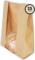 25 Sourdough Bread Bags For Homemade Loaf Kraft Brown Paper Bread Bags with Window and Square Bottom Large Bakery Bag
