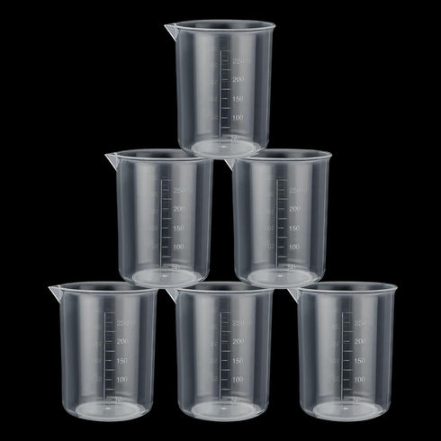 30PCS Plastic Beakers, 250ml Graduated Measuring Cups, Premium Polypropylene for Home School Lab Science Experiments