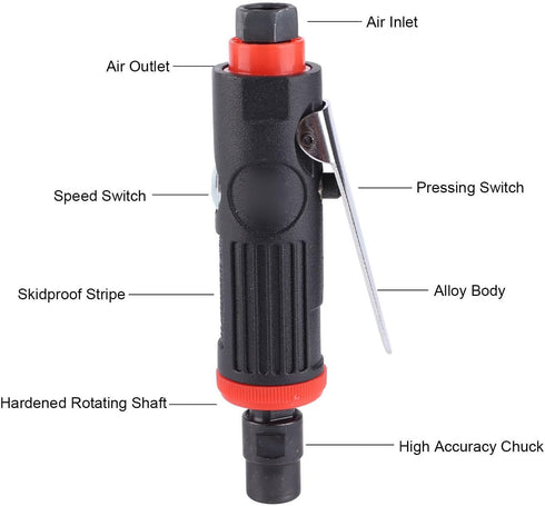 Hilitand Air Die Grinder Straight Pneumatic Grinding wheel Machine Polishing Tool Set Kit for Metal Rust Removal